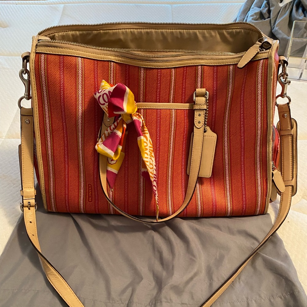 Coach Vinyl coated Legacy stripe bag